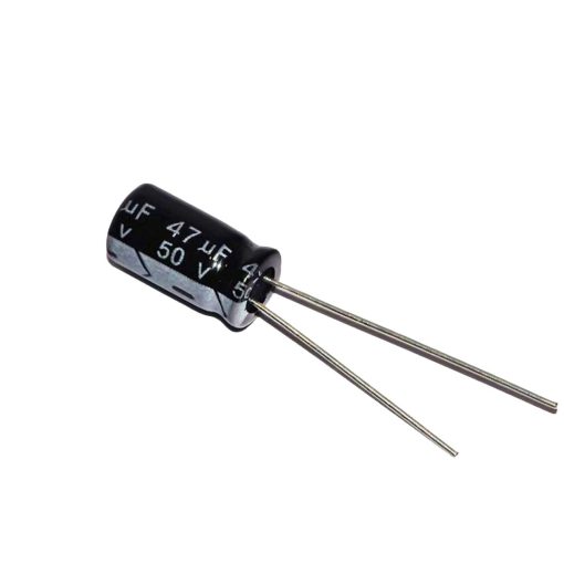 خازن 47 میکروفاراد 50 ولت (محصول در پک 50عددی می باشد) | Capacitor 47 microfarads 50 volts (product in a pack of 50)